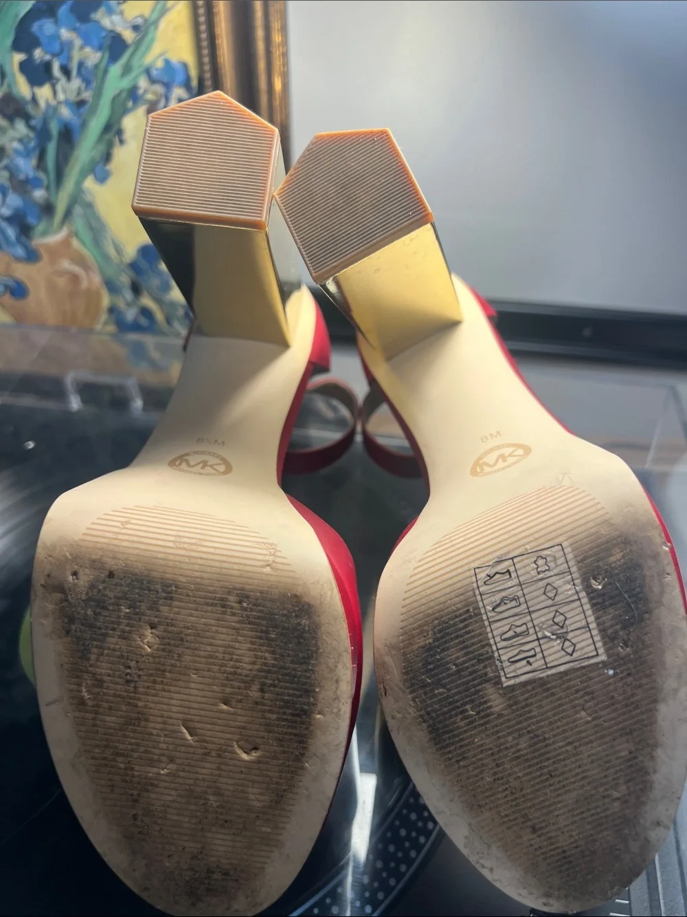 MICHAEL KORS Red Platform Ankle-Strap Sandals